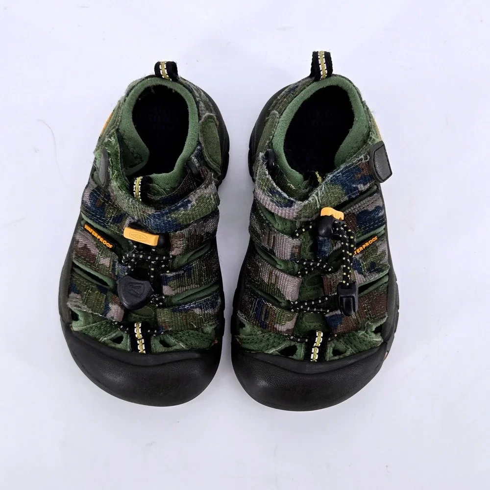 KEEN Newport H2 Camo Waterproof Hiking Sandals Green Brown Toddler Kids Size 8